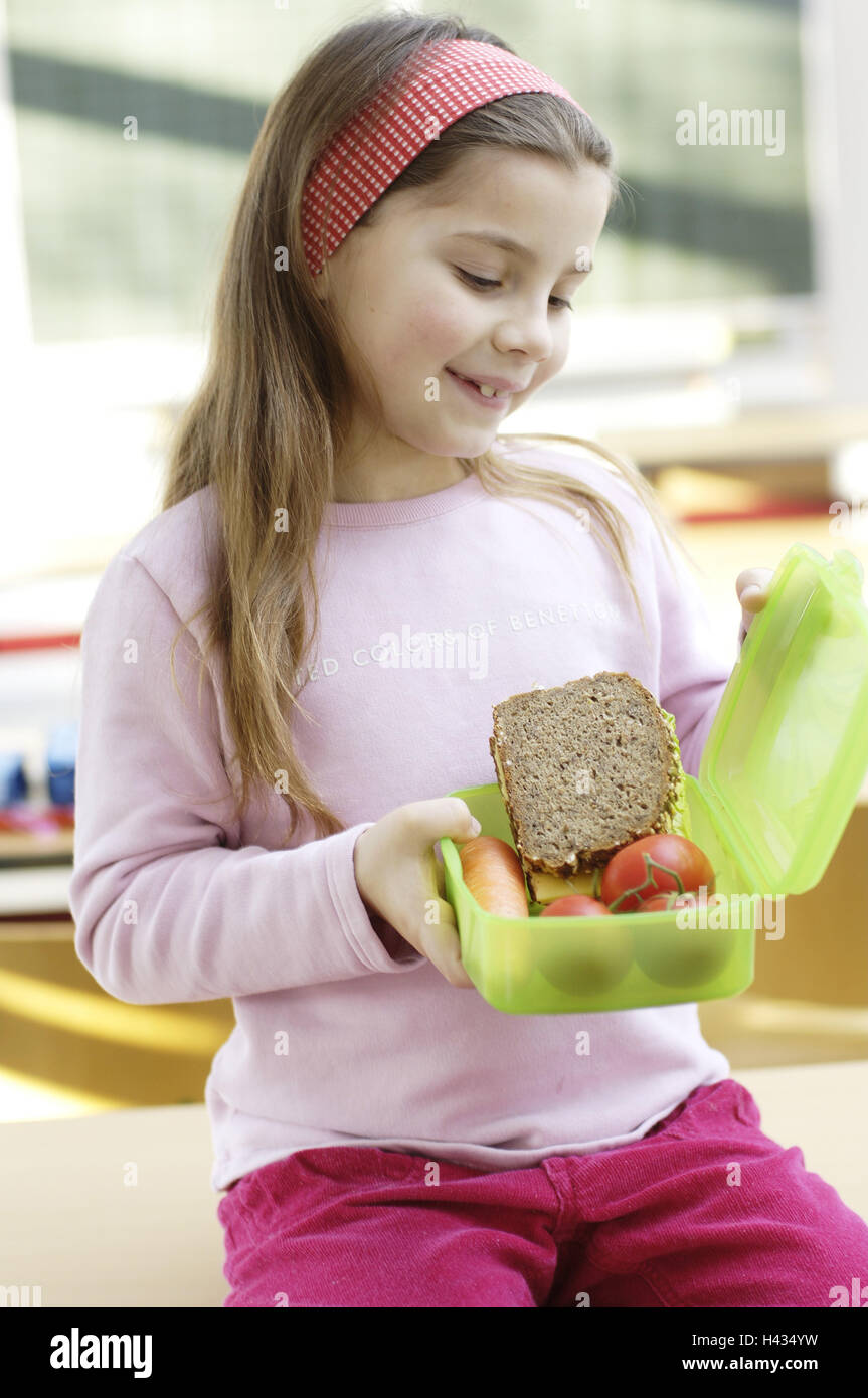 Girls, school, break bread Stock Photo Alamy