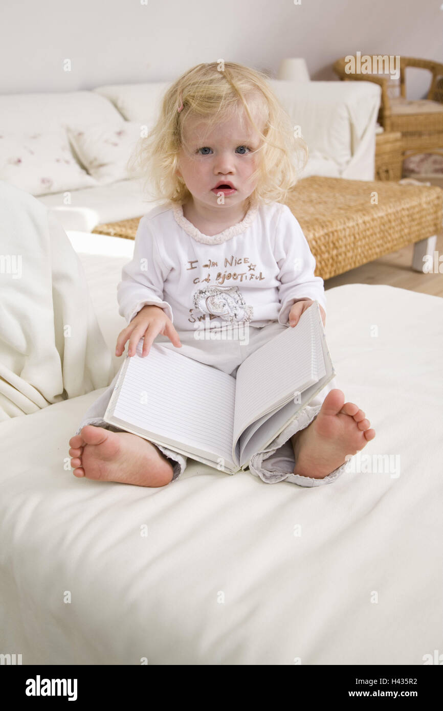 Living Rooms Couch Toddler Girls Book Sit Is Amazed Portrait