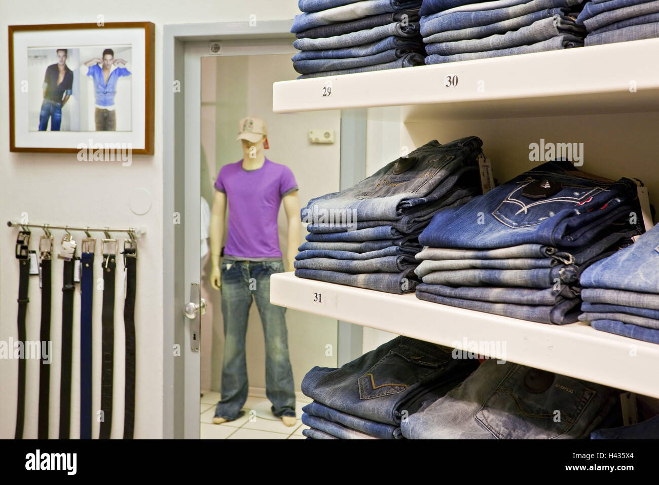 Austria, Upper Austria, Linz, boutique, jeans, Stock Photo
