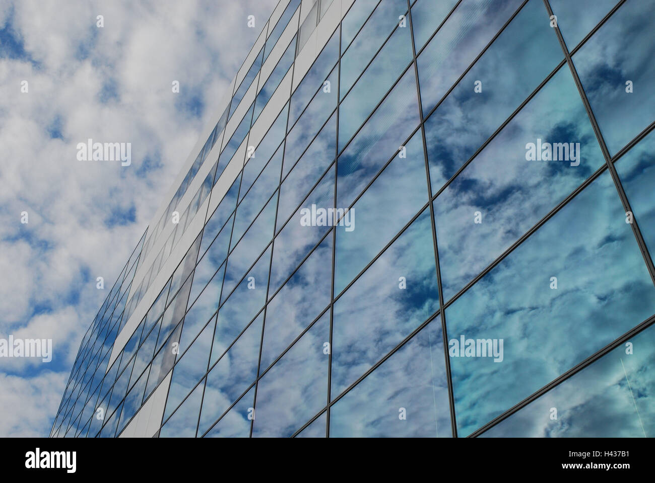 High rise, glass front, mirroring, clouds, detail, building, house ...