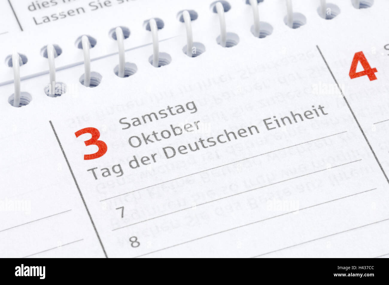 Table calendar, detail, tag the German unit, Stock Photo