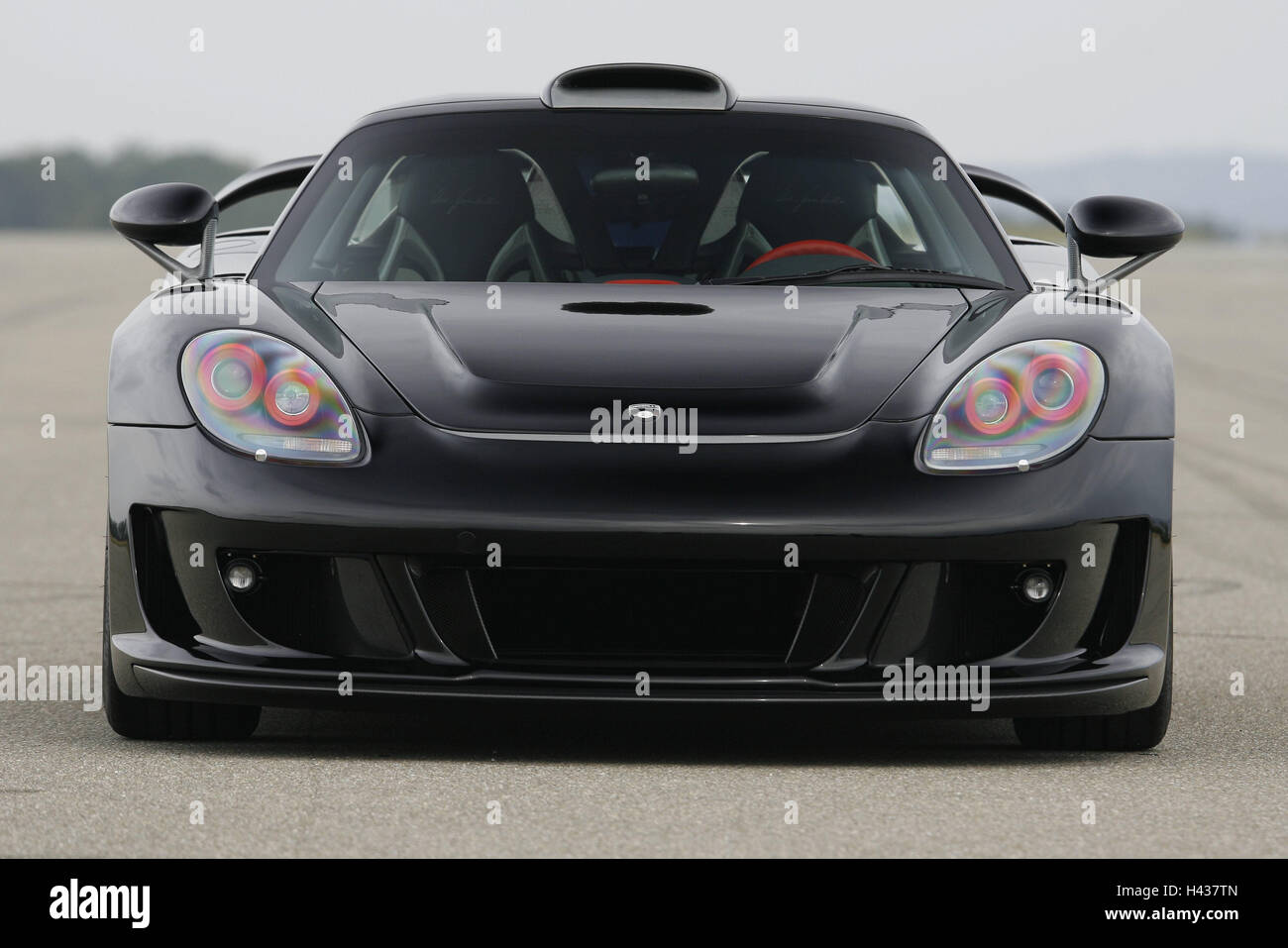 Porsche Gemballa Mirage GT, black, front view, car, outside, Gemballa, Gemballa mood, mood, luxury, luxury car, Porsche-Mirage-GT, Porsche, front, sports car, nobly, exclusively, Stock Photo