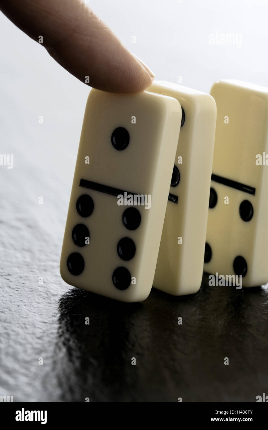 Hand, dominos, anschubsen, Stock Photo