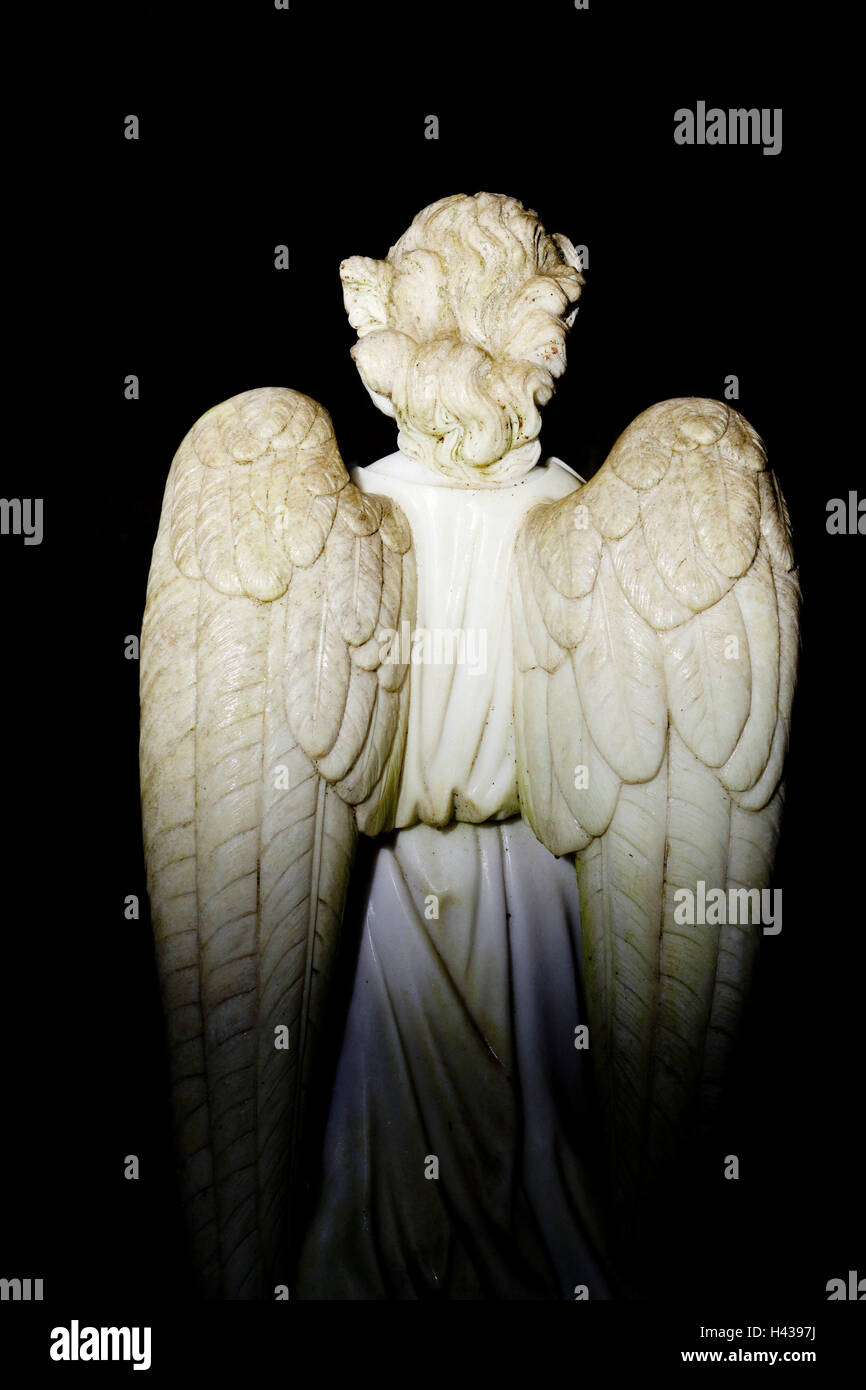 Cemetery, tomb figure, angel, gravestone, tomb, medium closeup, icon