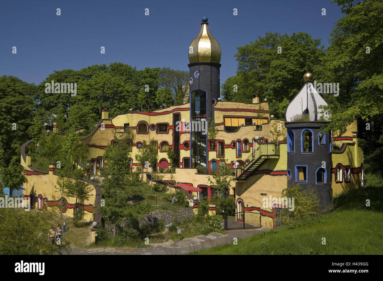 Germany, North Rhine-Westphalia, food, Grugapark, 100 water house, park, building, art, architecture, 100 water, towers, outside, facade, place of interest, Stock Photo