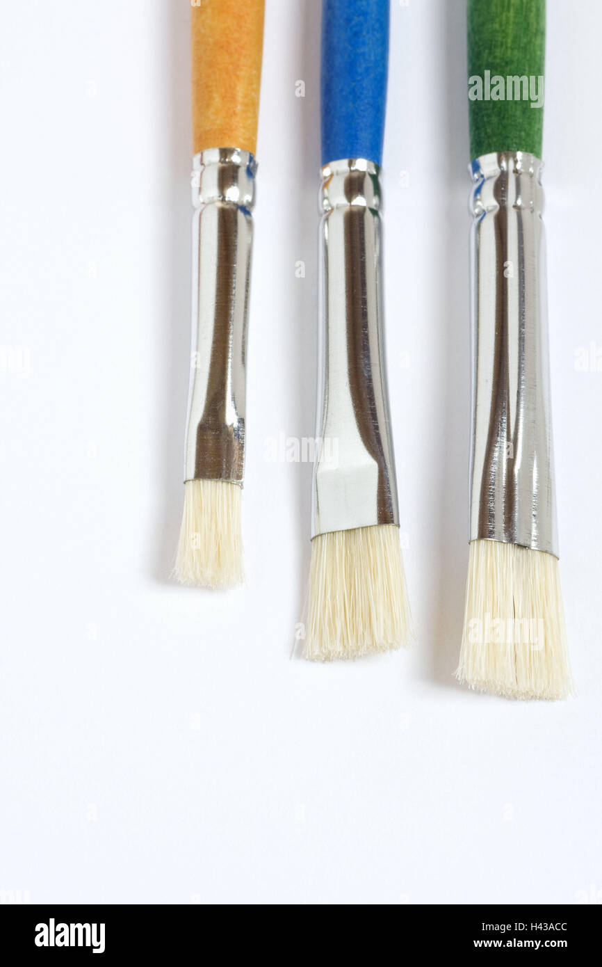Brushes, three, differently, painting brush, paint, bristles, level