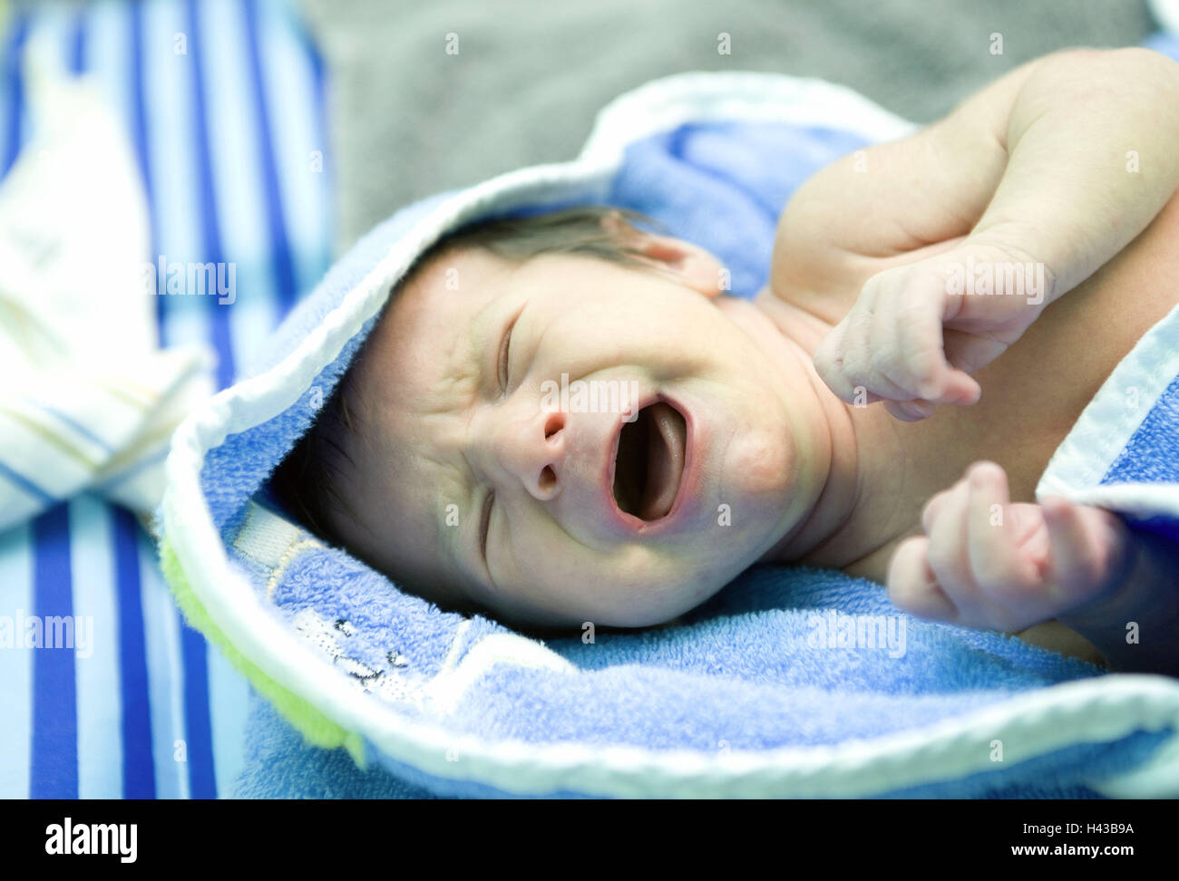Baby, lie, shout, angrily, portrait Stock Photo Alamy