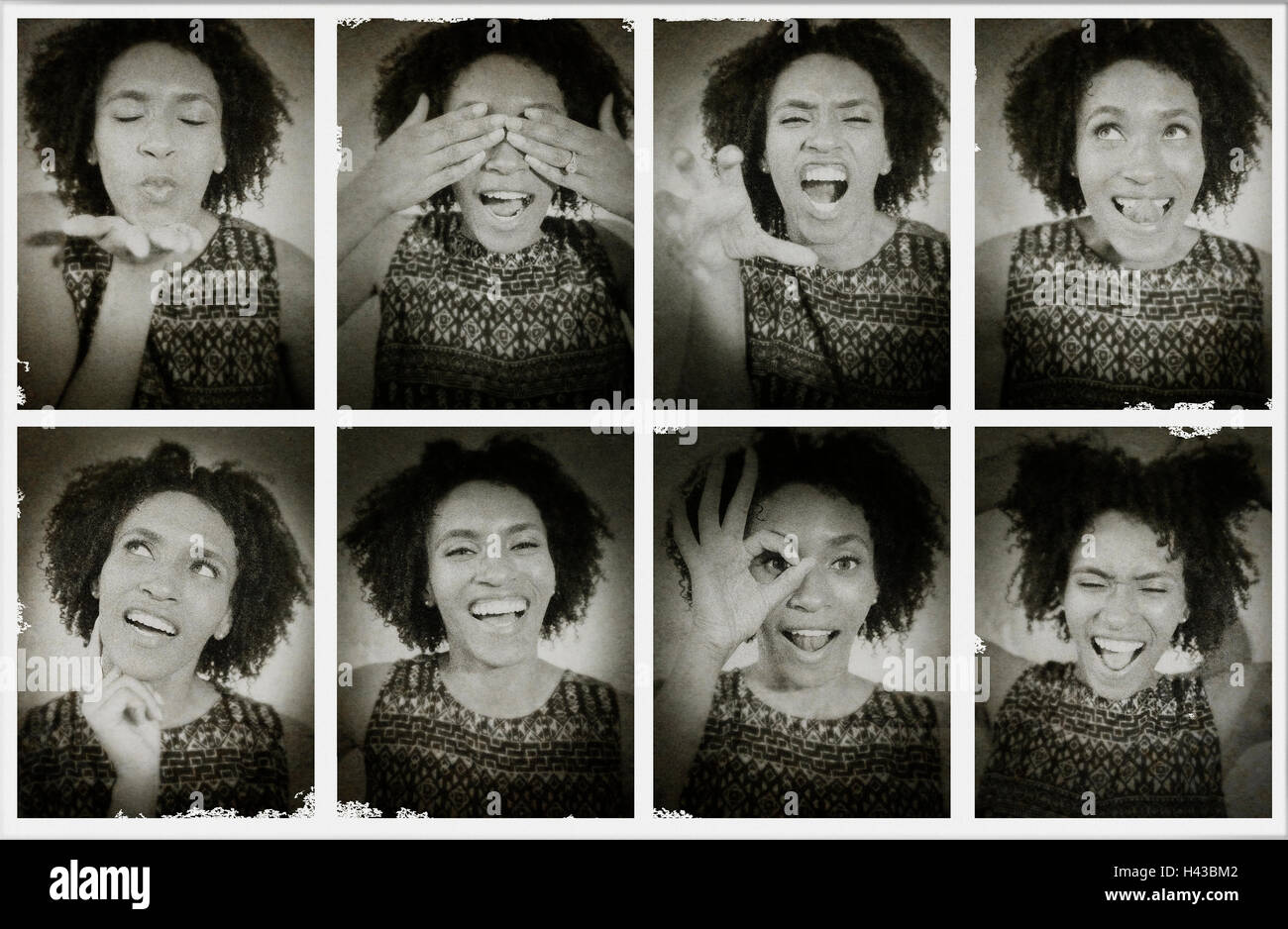 Series of photographs of Black woman from photo booth Stock Photo