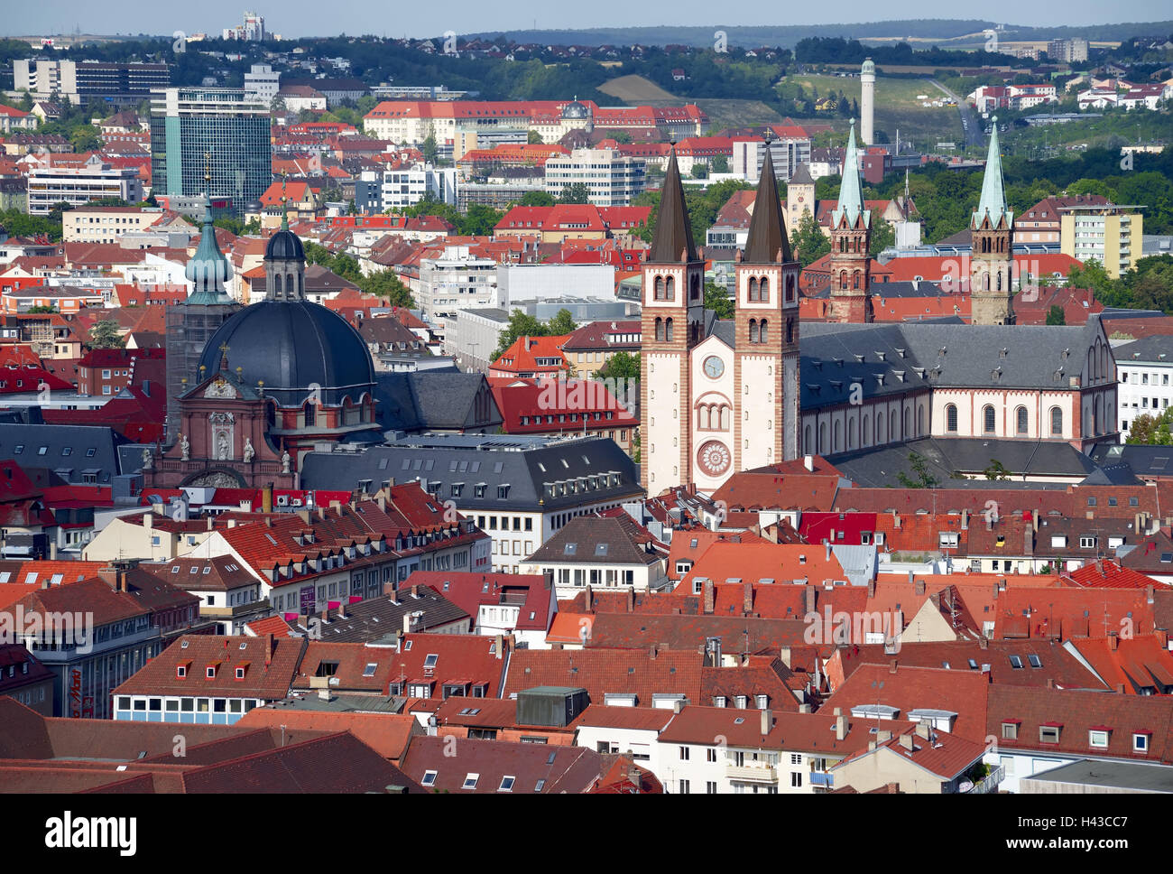 Germany, Bavaria, Lower Franconia, Wurzburg, town view, churches, Old Town, architecture