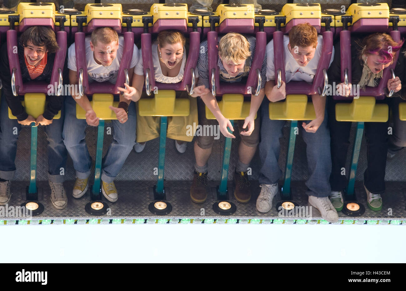 Germany, Baden-Wurttemberg, Stuttgart, Bad-Cannstatt, Canstatter Wasen, public festival, driving business, young persons, Stock Photo