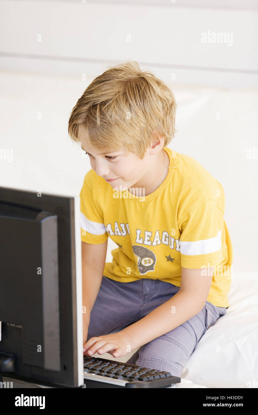 Boy, computer, play, model released, Stock Photo