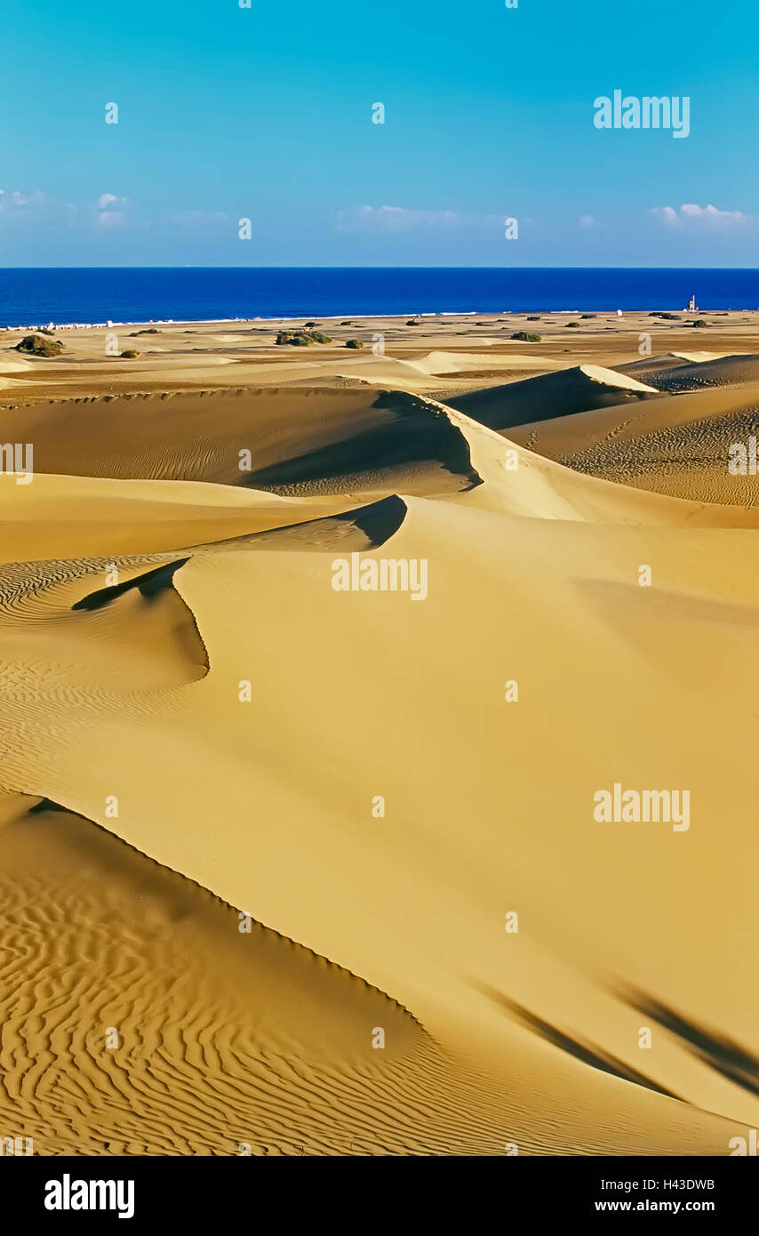 Maspalomas sand dunes, elevated view, Gran Canaria, Canary Islands, Spain Stock Photo