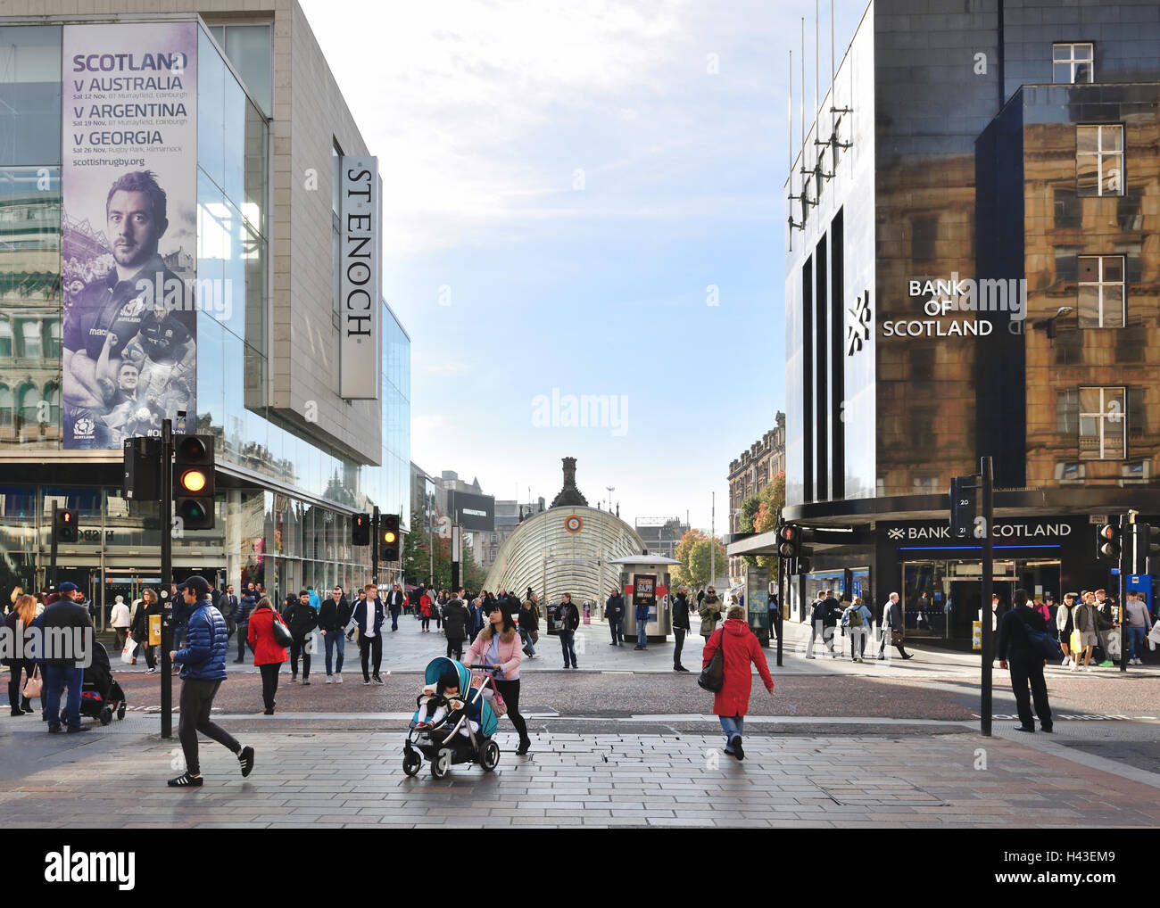 Glasgow, Scotland, UK street scene looking from Buchanan Street to St. Enoch Square Stock Photo