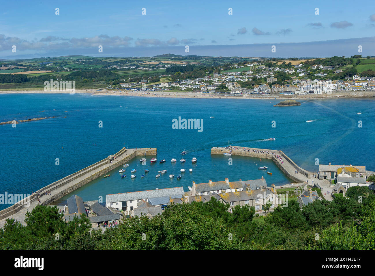 View of Marazion from Mont st Michel, Cornwall, England Stock Photo