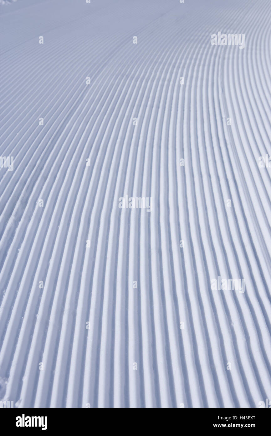 Snow surface, tracks of a snow cat, Stock Photo