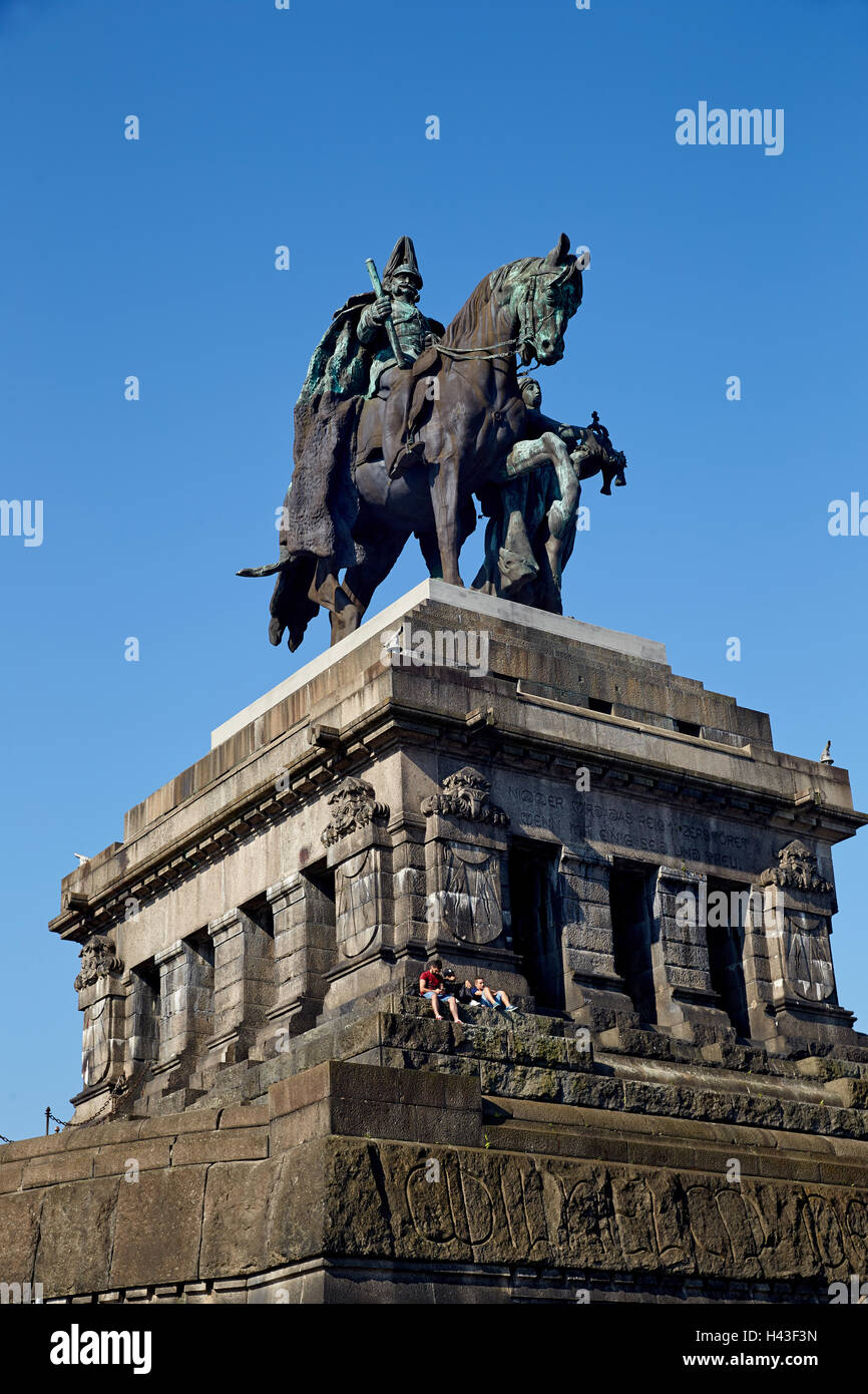 Equestrian statue of Kaiser Wilhelm, Deutsches Eck, Koblenz, Rhineland-Palatinate, Germany Stock Photo