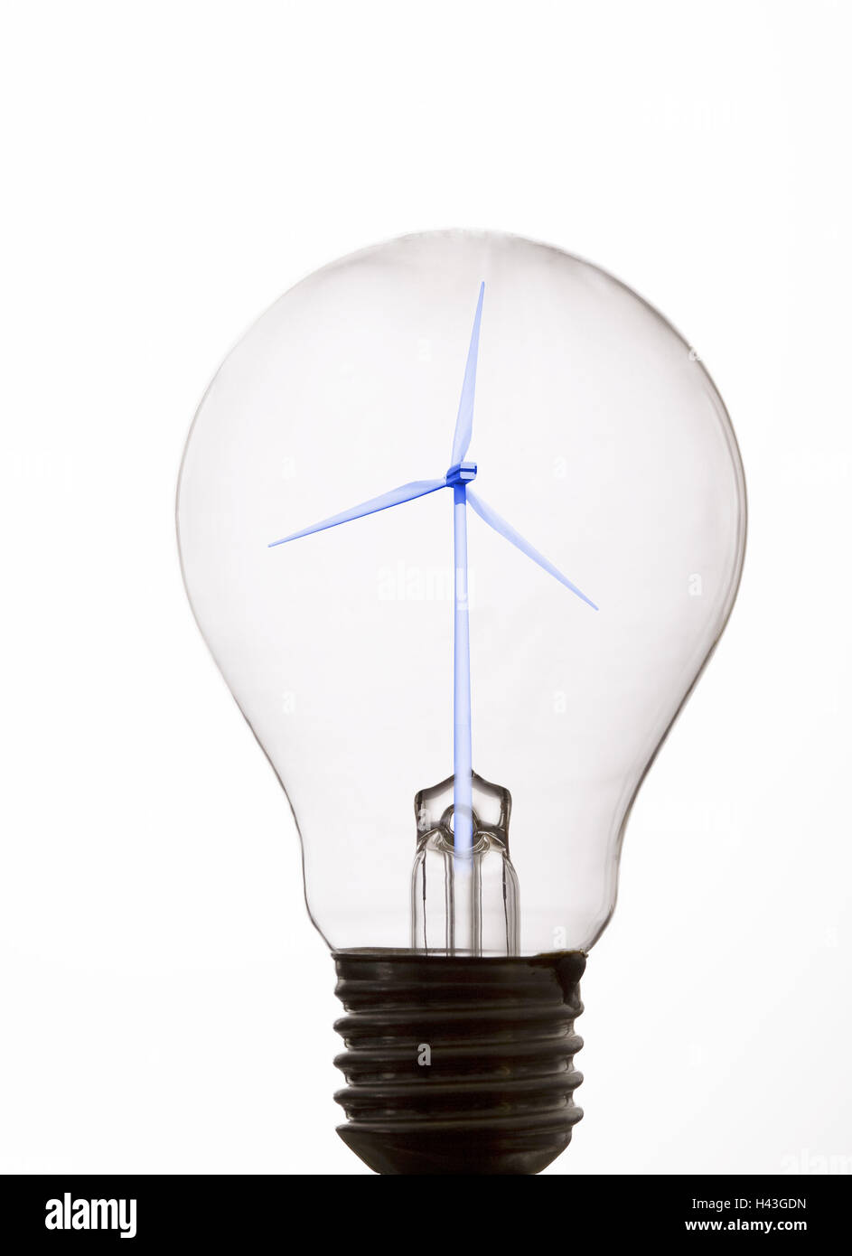 Light bulb, wind wheel, symbol, wind energy, Stock Photo