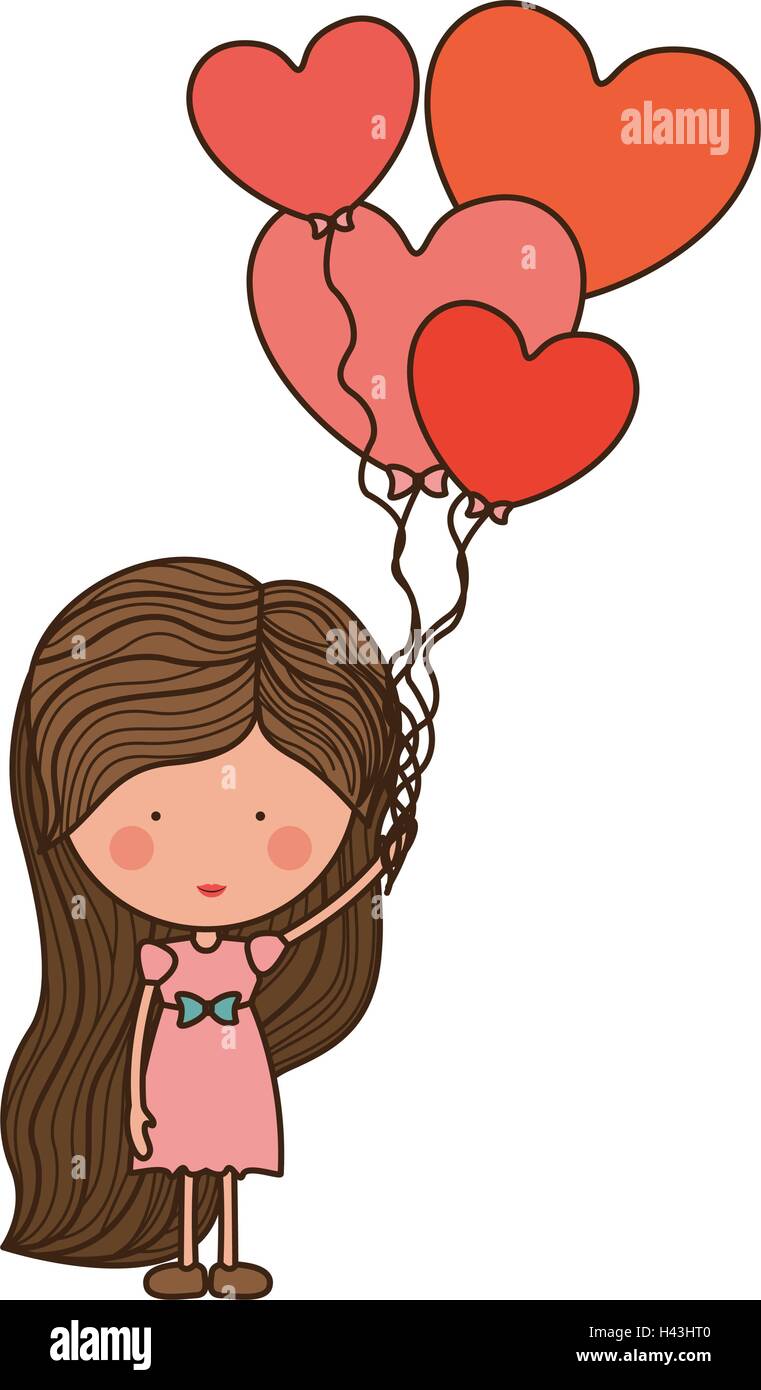 Woman holding heart pink balloons Stock Vector Images - Alamy