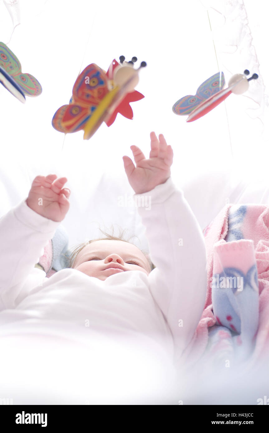 Baby Lie Hands Mobile Detail Grasp Model Released Stock Photo Alamy