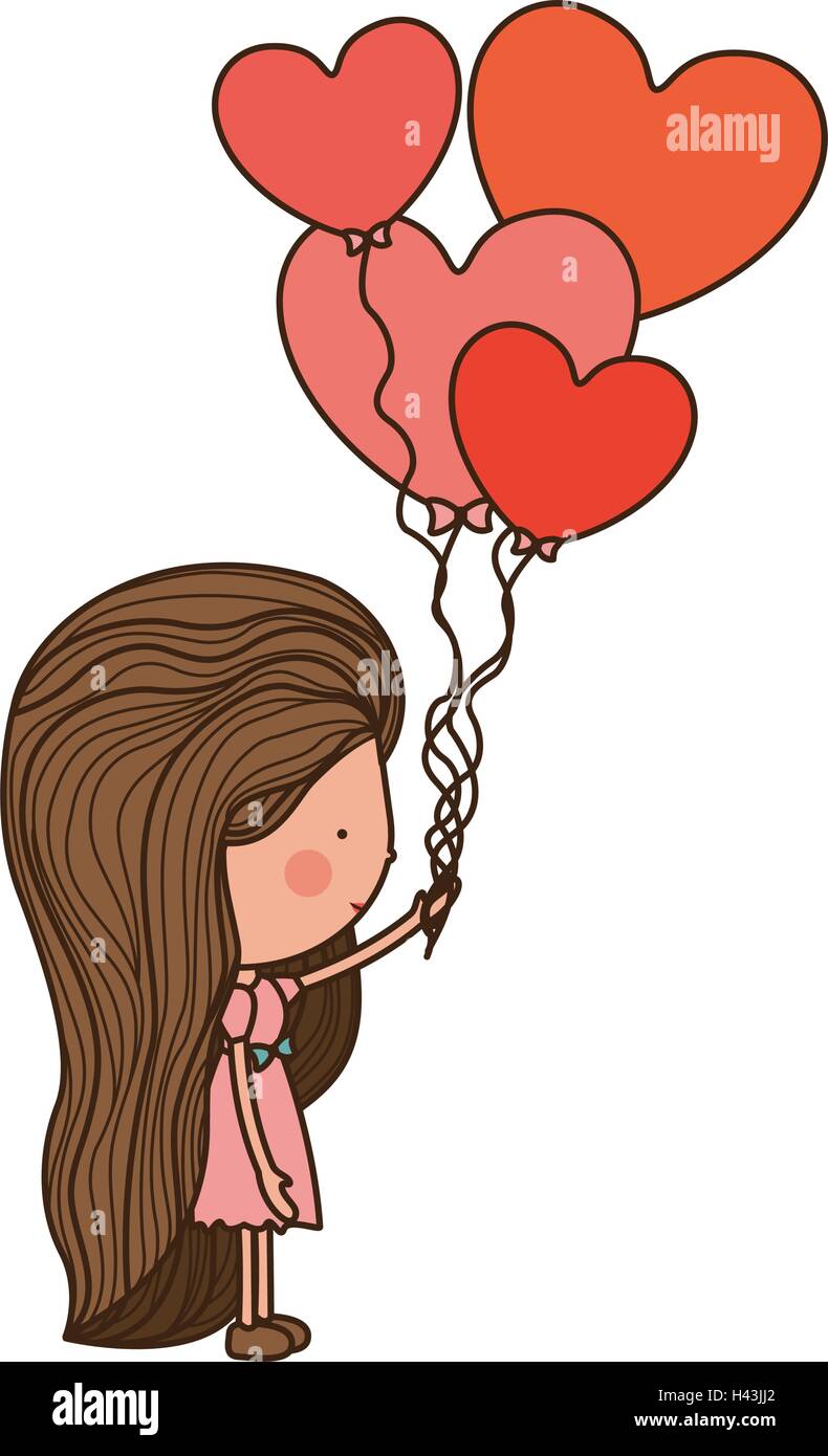 Woman holding heart pink balloons Stock Vector Images - Alamy