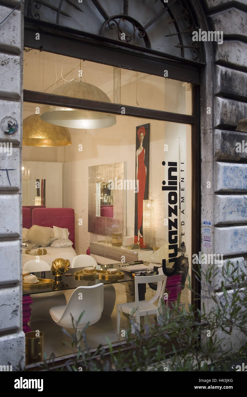 Furniture business, shopwindow, Italy, Rome Stock Photo Alamy
