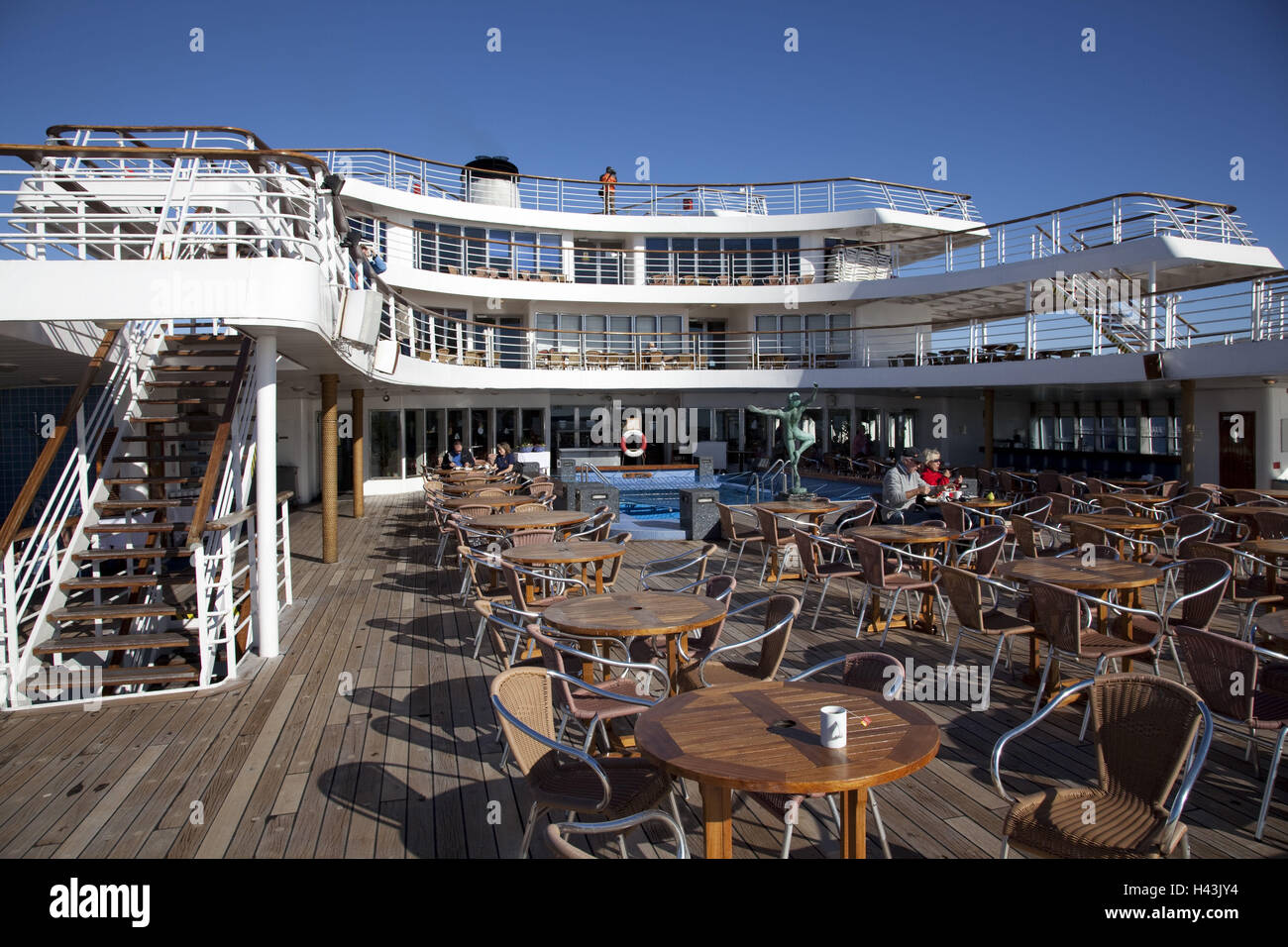 Antarctic, cruise ship Marco Polo, deck, restaurant, pool Stock Photo