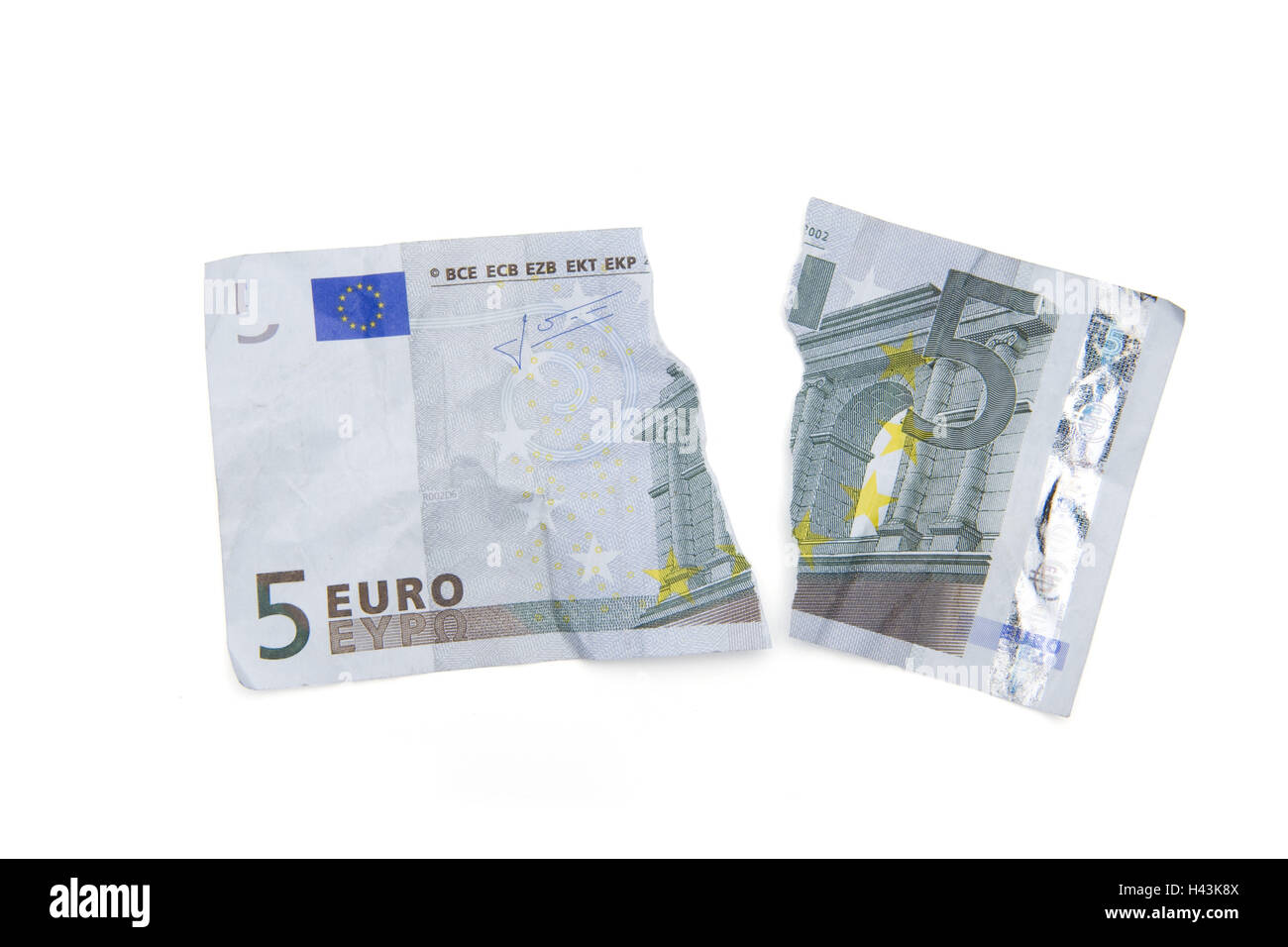 torn bank note, cut out, Stock Photo