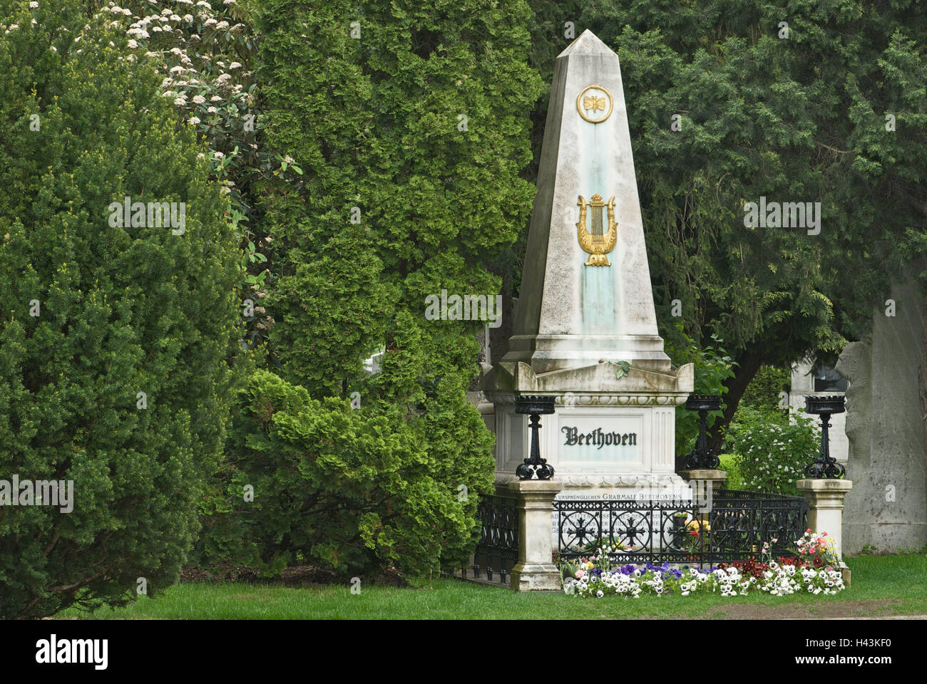 Tomb, Beethoven, Vienna Zentralfriedhof, Stock Photo