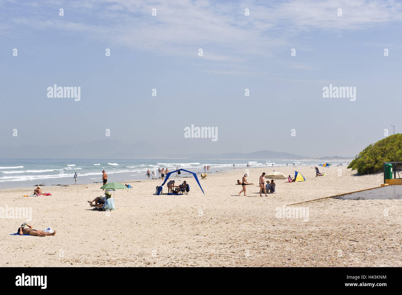 South Africa, Western Cape, Cape Peninsula, Somerset West, sandy beach, bathers, Stock Photo