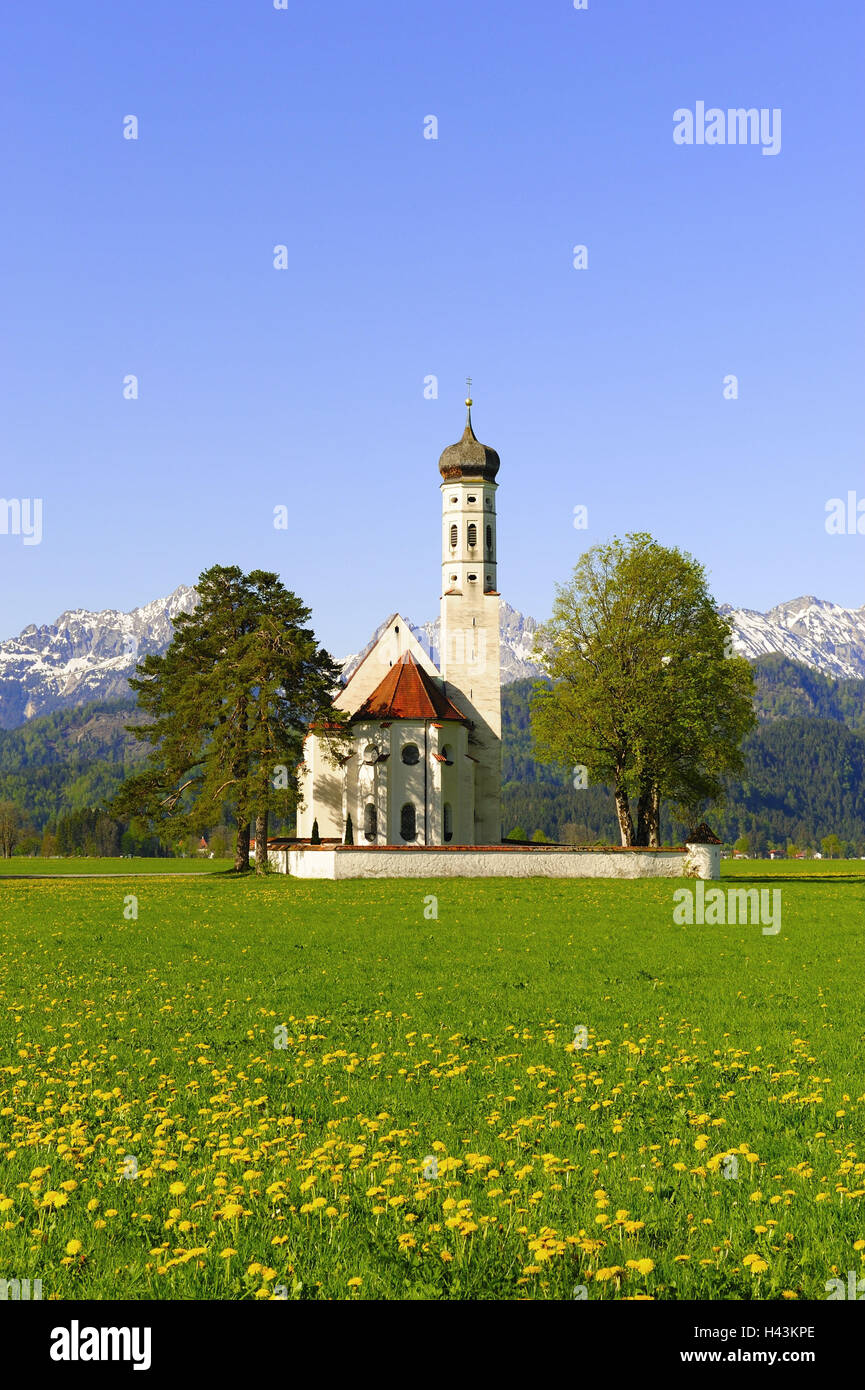 Germany, Bavaria, Allgäu, Schwangau, church Saint Coloman, Stock Photo