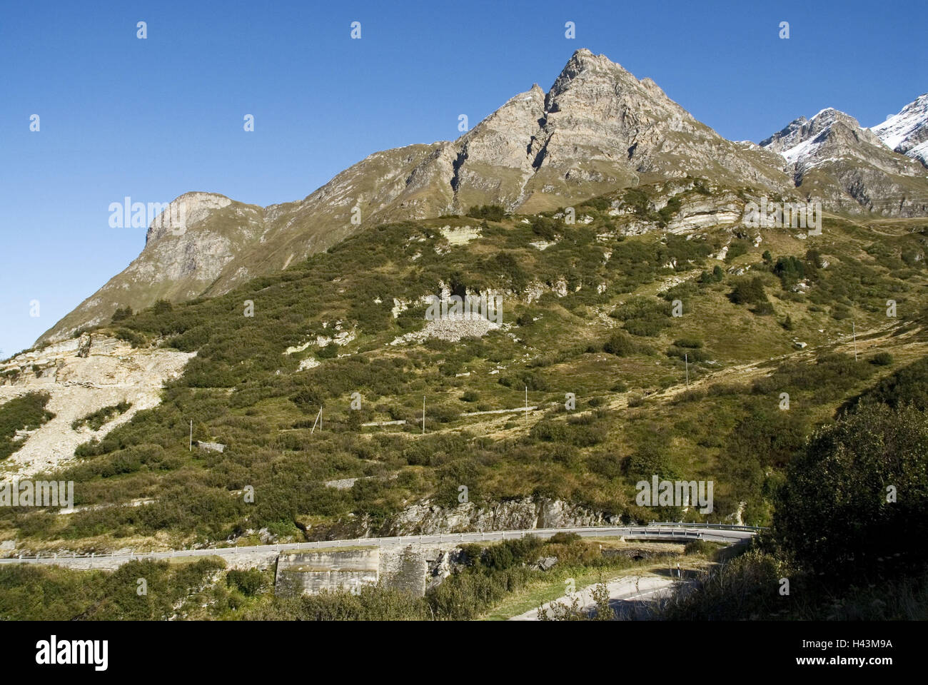 Switzerland, Graubuenden, San Bernardino, mountain pass, meadows, mountains, Stock Photo