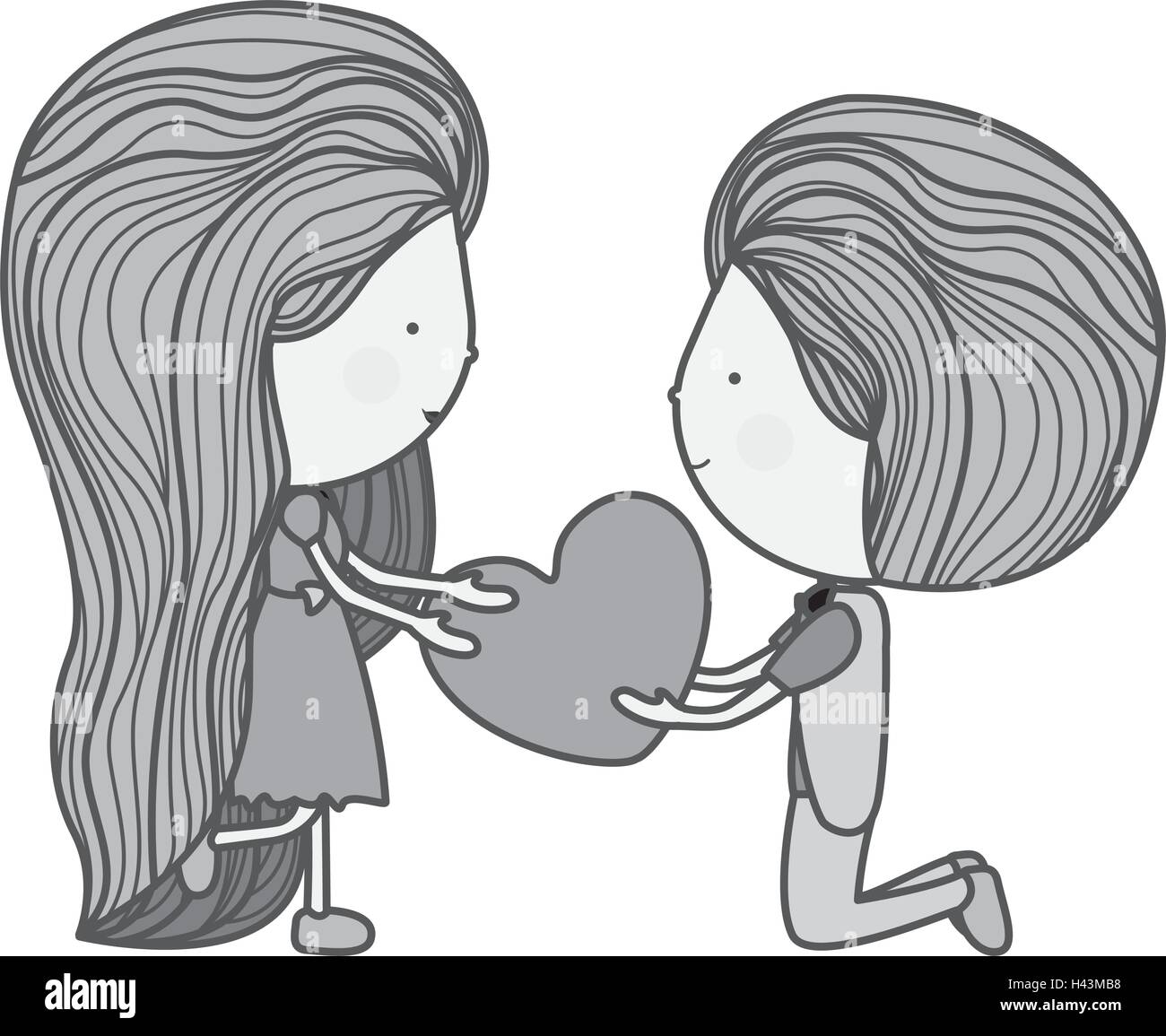 silhouette couple with heart in her hands Stock Vector Image & Art - Alamy