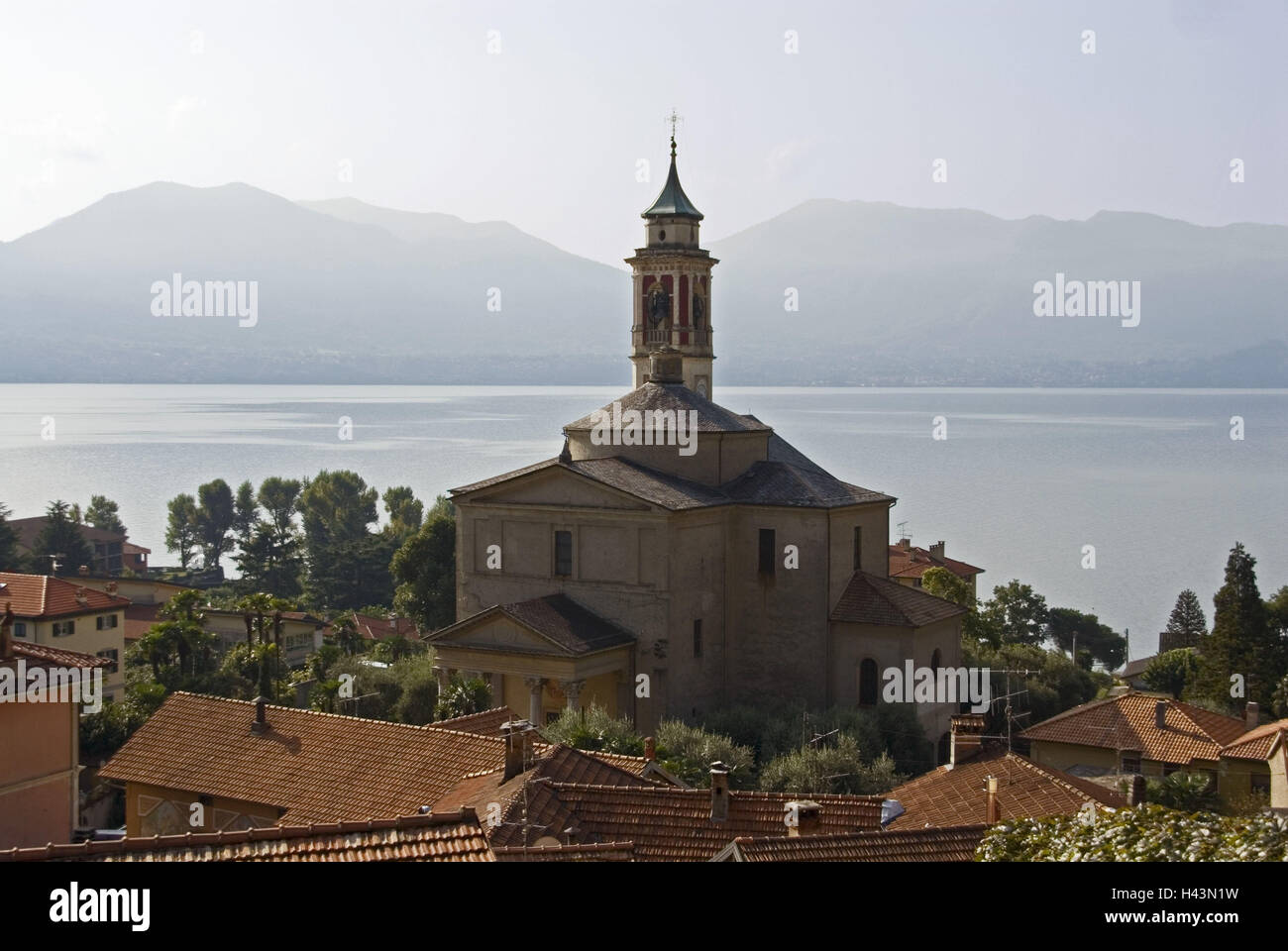 Italy, Lago Maggiore, lake, Cannero Riviera, church, Stock Photo