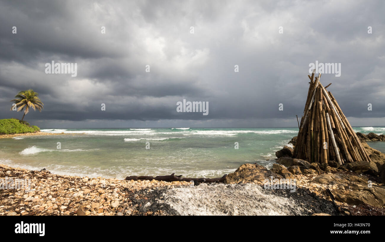 Stormy beach in Montego Bay, Jamaica Stock Photo