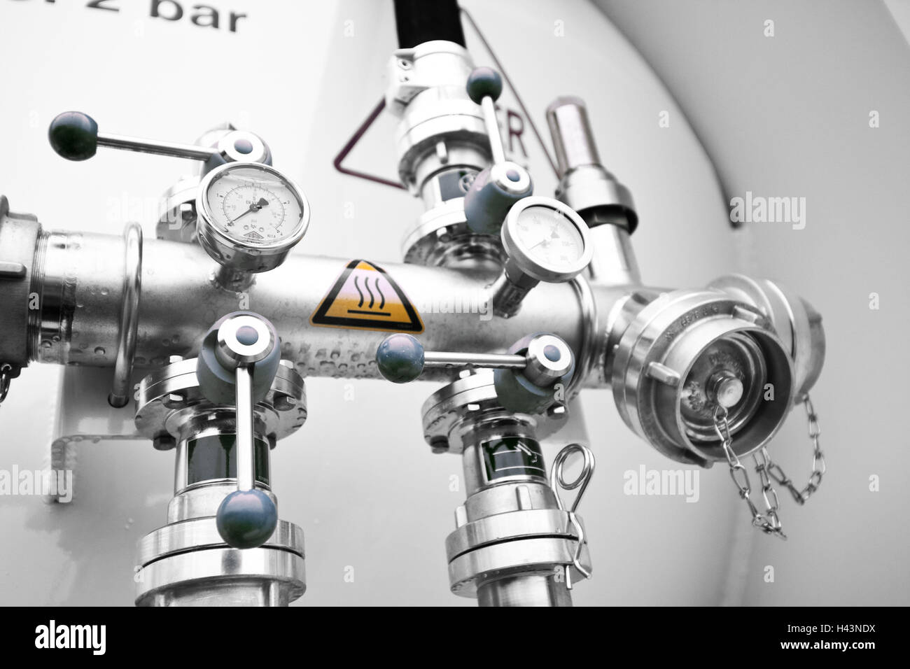 Valves in of a tanker, detail Stock Photo Alamy