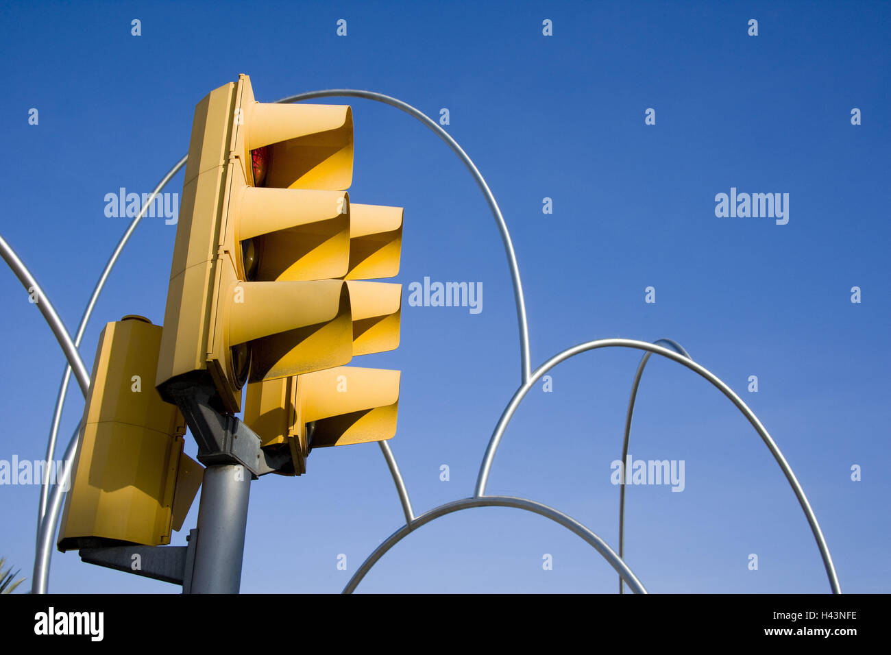 Traffic light, sculpture of Andreu Alfaro, Barcelona, Spain, Stock Photo