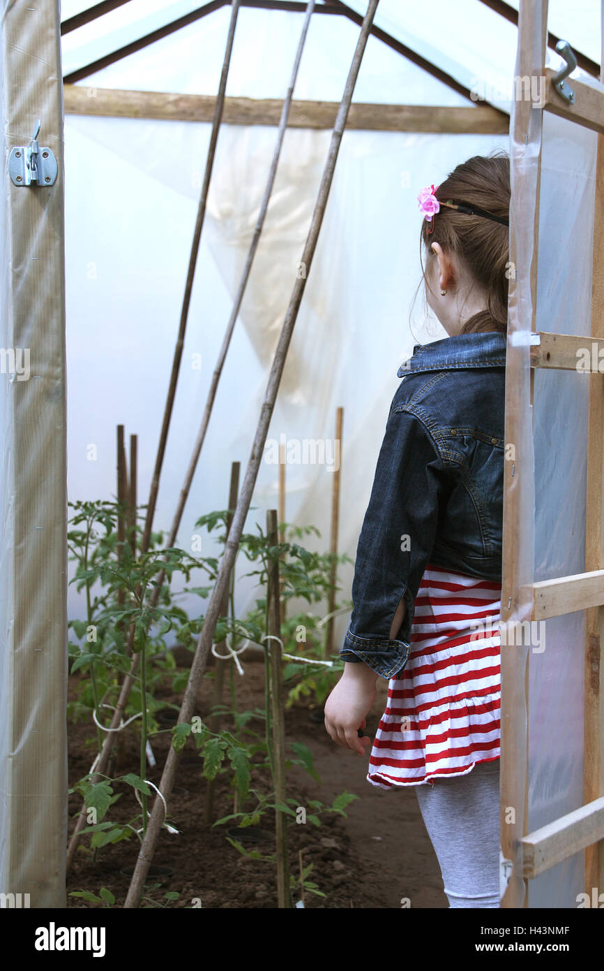 Girl standing in a greenhouse Stock Photo - Alamy