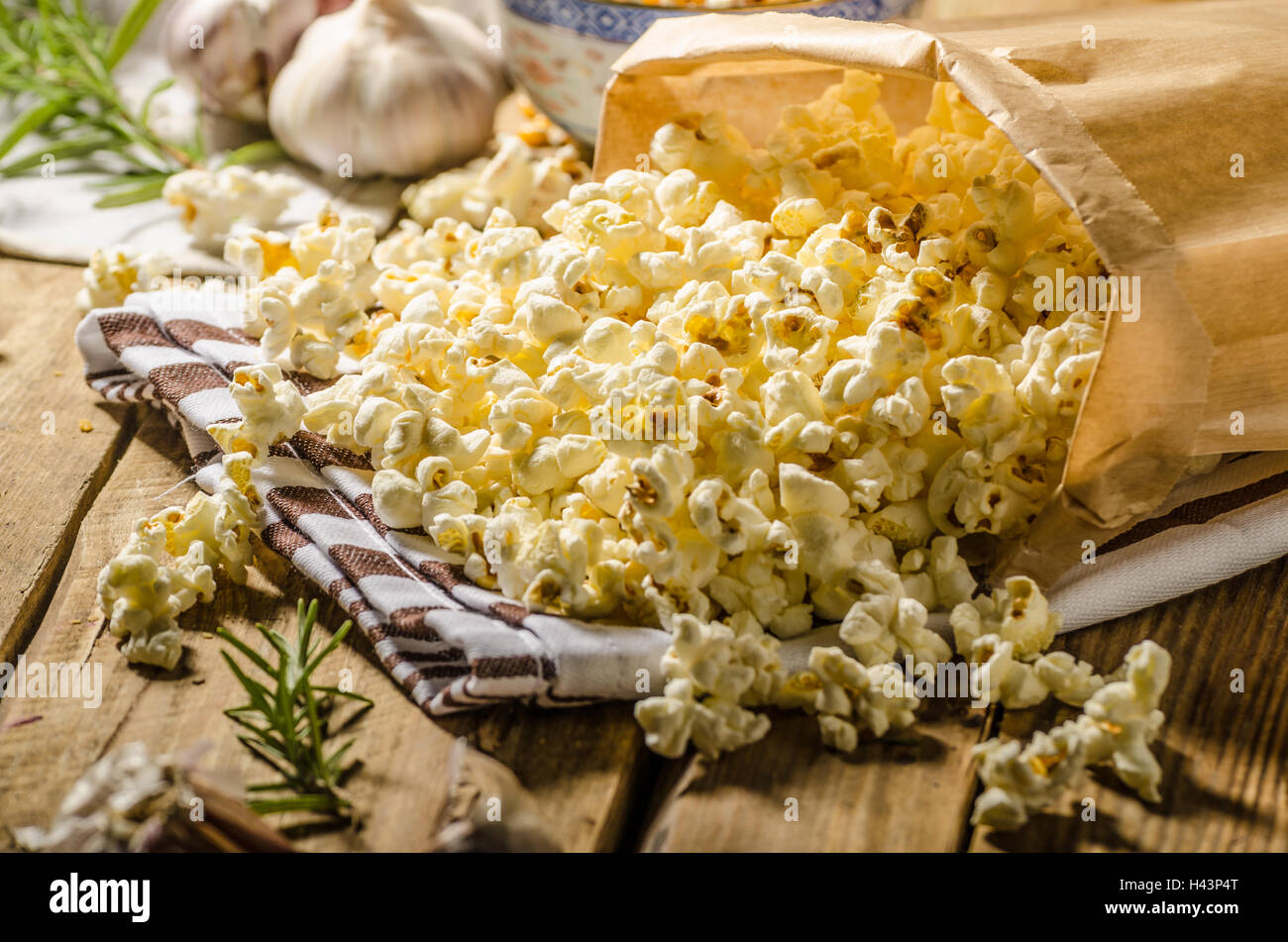 Domestic organic popcorn with herbs, not healthy but delicious for