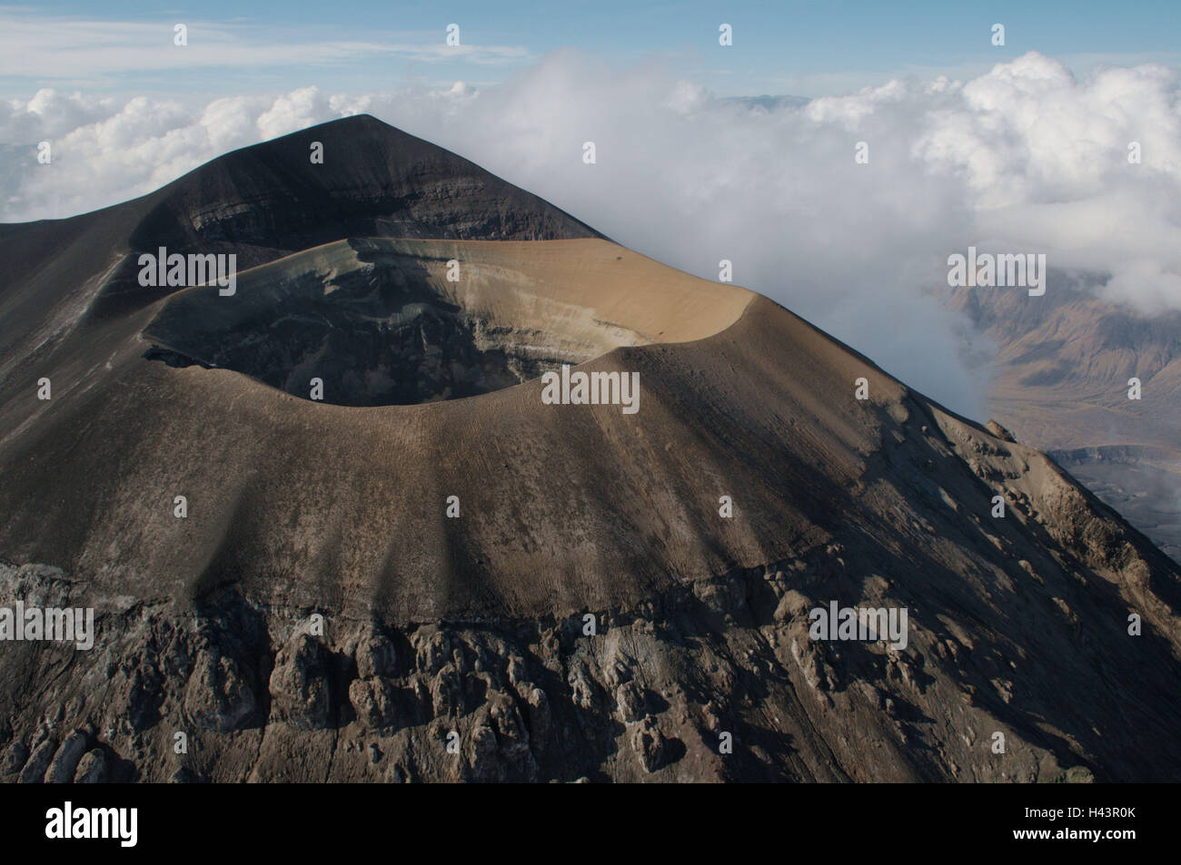 Africa, Tanzania, Ngorongoro highland, Ol Doinyo Lengai, volcano, crater, aerial shots, Stock Photo