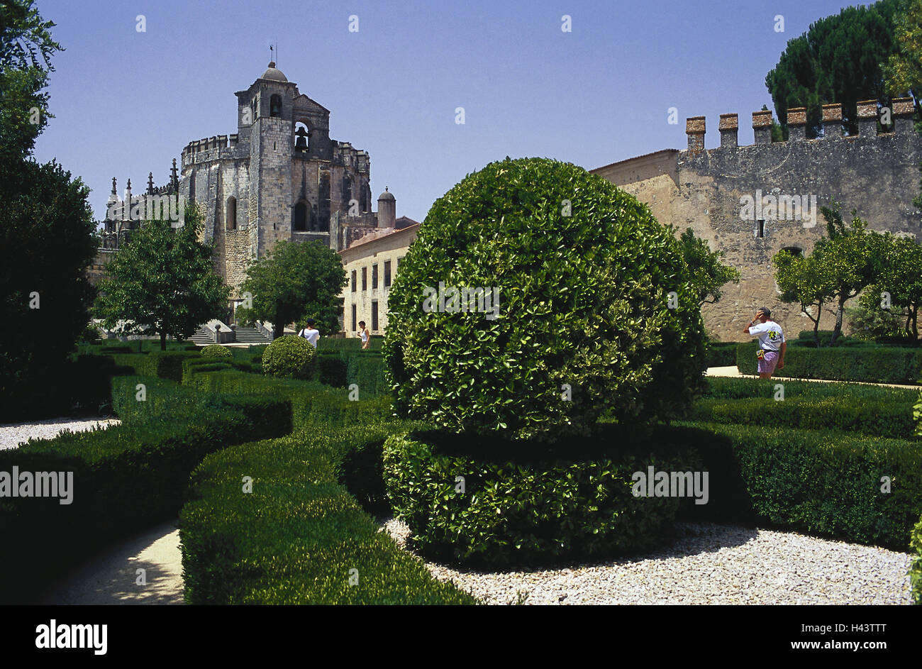 Portugal, Tomar, Christ's cloister, Convento de Cristo, Europe, town, landmark, place of interest, cloister, cloister plant, minster, Templar, UNESCO-world cultural heritage, Christ's order, Christ's knight, historically, in 1162, Stock Photo