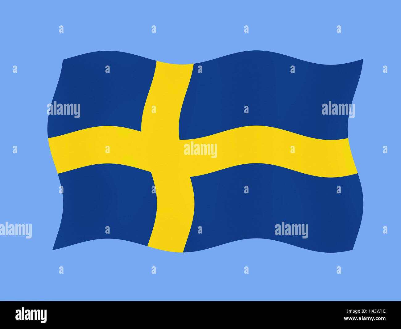 Computer graphics, national flag, Sweden, flag, flag, state flag, state figure, blow, in Swedish, product photography, Stock Photo