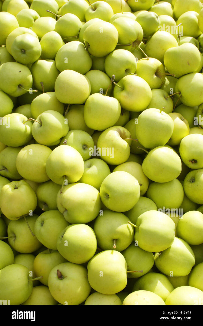 Apples, several, green, outdoors, Stock Photo