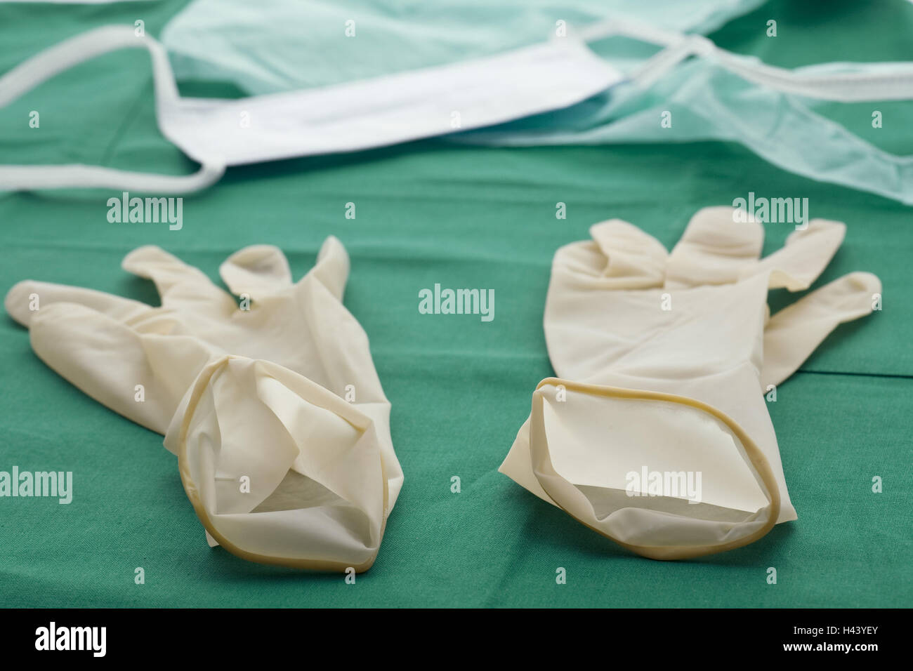 Op. cloth, mask, latex gloves, detail, Stock Photo