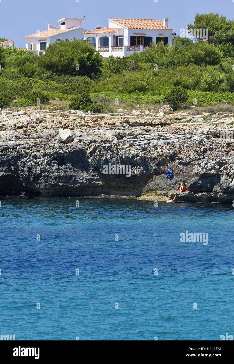 Spain, the Balearic Islands, island Menorca, Cala Blanca, bile coast, hotels, Stock Photo