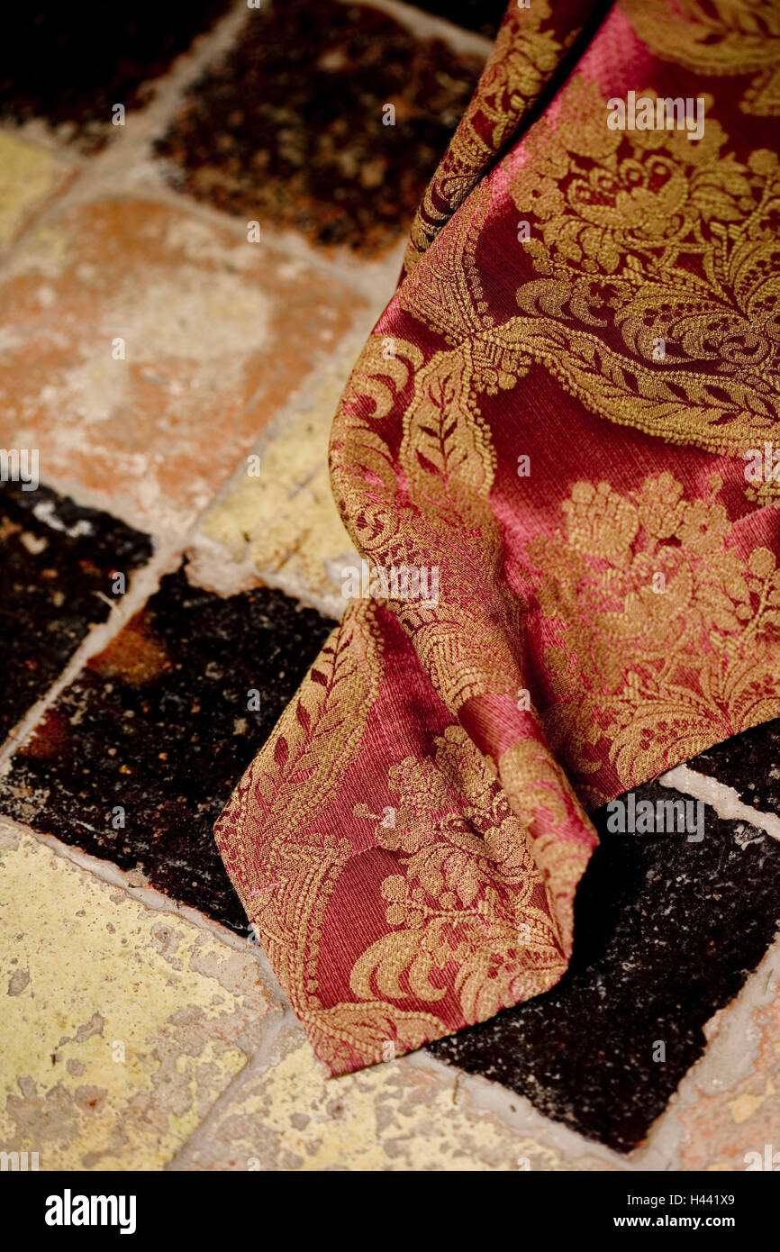 Brocade substance, tiled floor, close up, Stock Photo