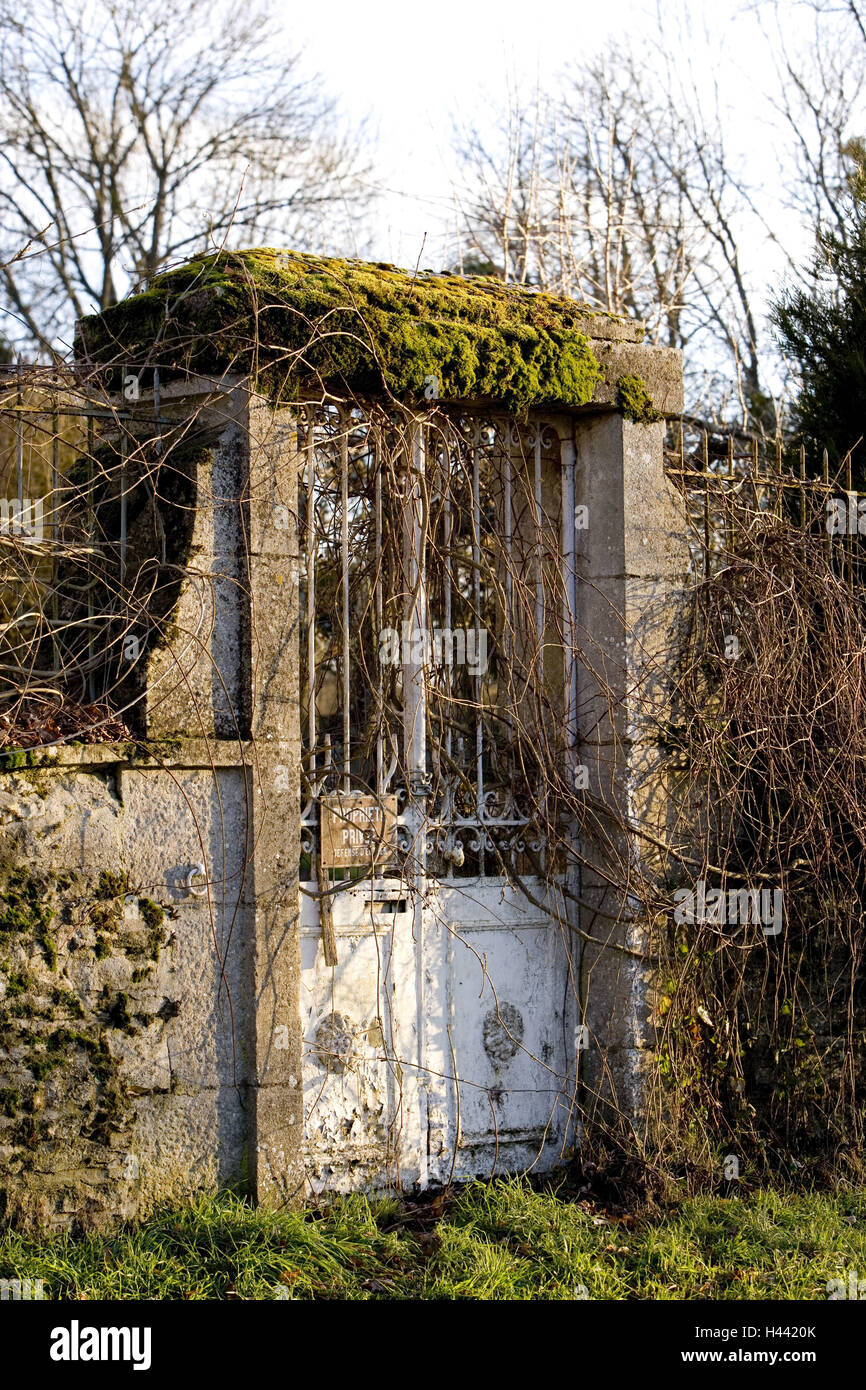 France, Bourgogne, Dijon, St.-Seine-sur-Vingeanne, garden goal, overgrows, Stock Photo