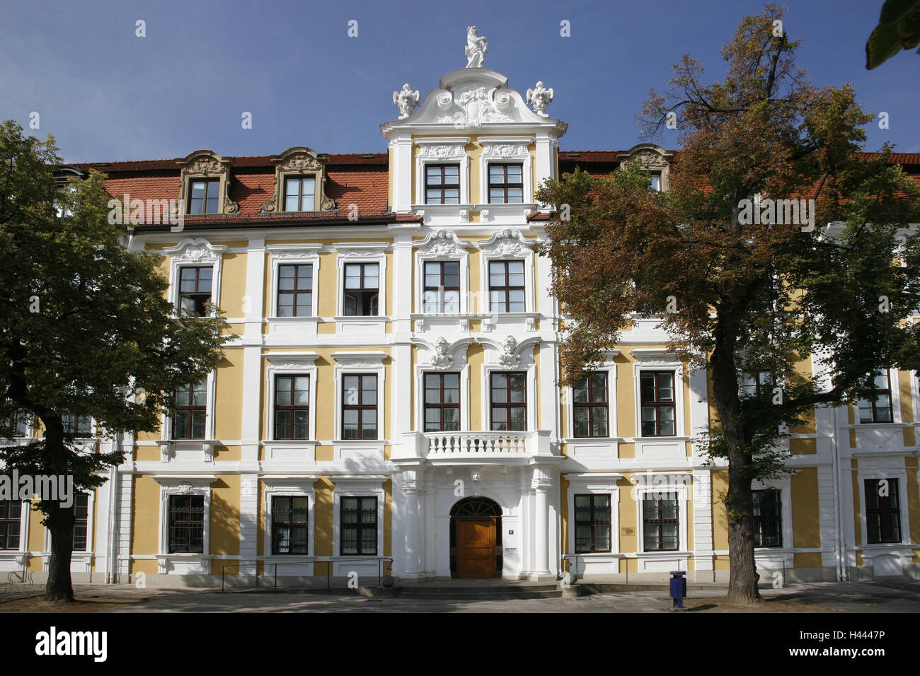 Germany, Saxony-Anhalt, Magdeburg, Landtag, outside view, detail, town, city centre, houses, buildings, government buildings, Landtag buildings, parliament seat, baroque, stylises, baroque ensemble, deserted, architecture, architecture, Stock Photo