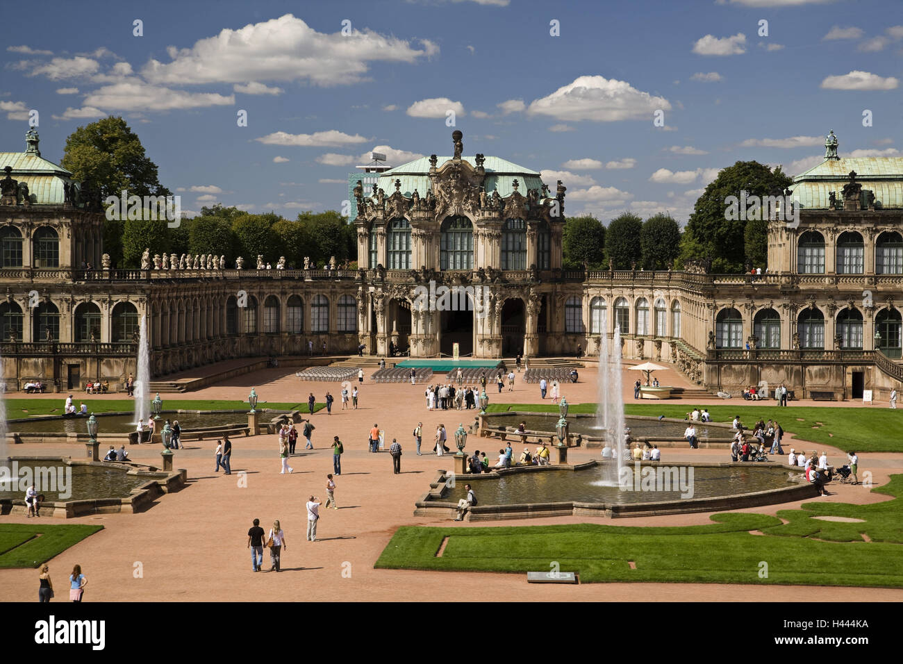 Germany, Saxony, Dresden, kennel with embankment pavilion, tourists, Stock Photo