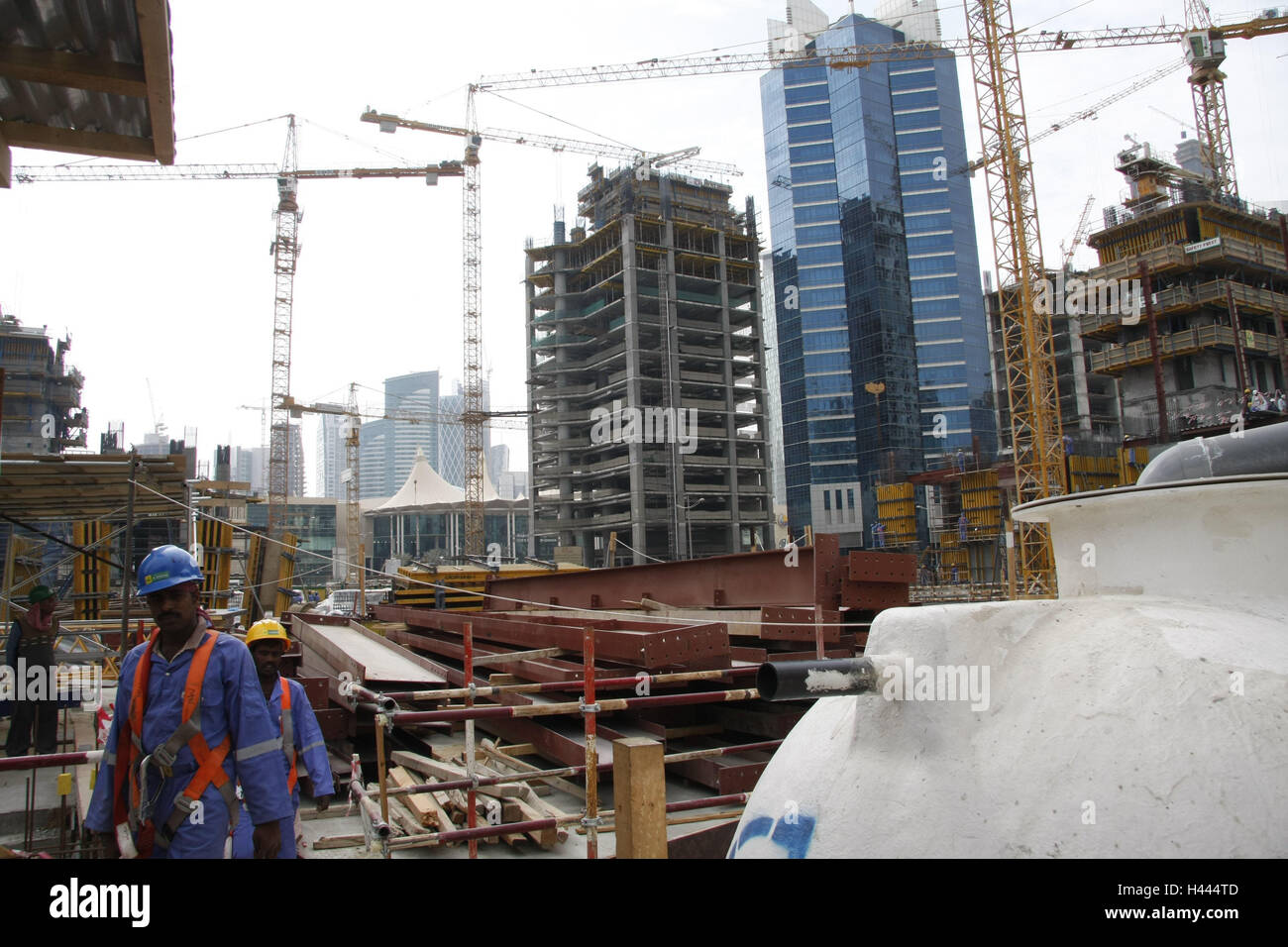 Qatar, Doha, high rises, men at work, construction workers, no model