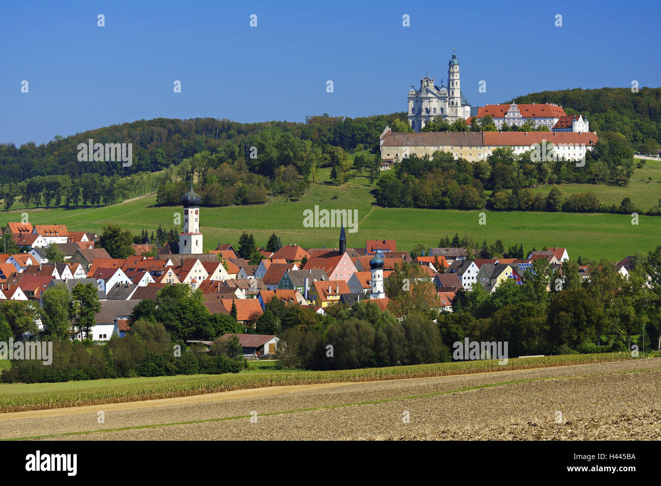 Germany, Baden-Wurttemberg, Swabian Alp, home Neres, town and abbey, Stock Photo